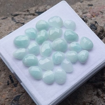 40.5 Carat 8x9-10x11.5 MM Natural Blue Green  Amazonite Rose Cut 23 Piece Lot
