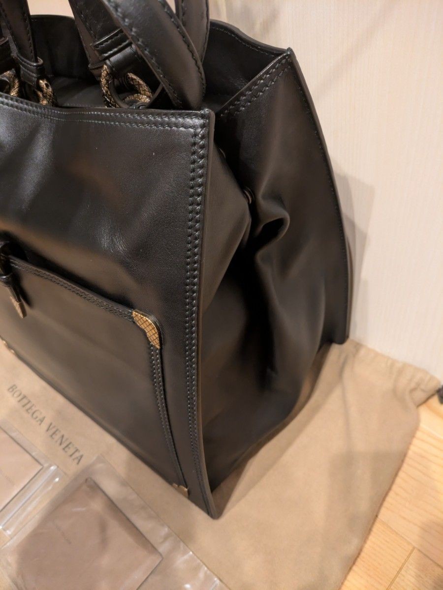 Bottega Veneta Black Leather Tote Bag 50th Anniversary Excellent Condition thumbnail 8