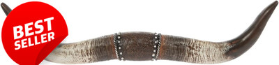 Longhorn Western Wall Decor Resin Ornate Leather Strap Style 22in - US