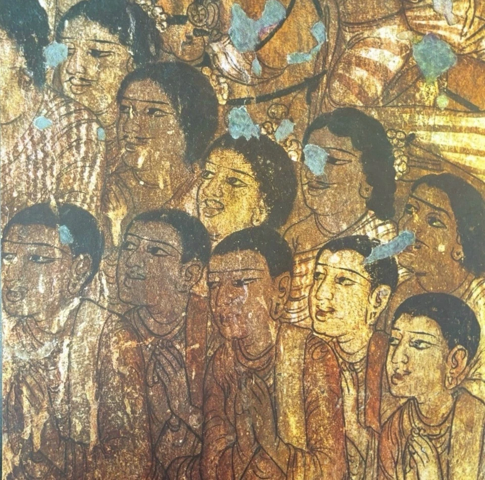 Monks Sermon Original Antigo Vintage Fine Art ÍNDIA Impressão Pôster Ajanta Caves - Imagem 4 de 4