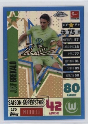 2020 Topps Chrome Match Attax Bundesliga Blue Refractor /150 Josip Brekalo ng3