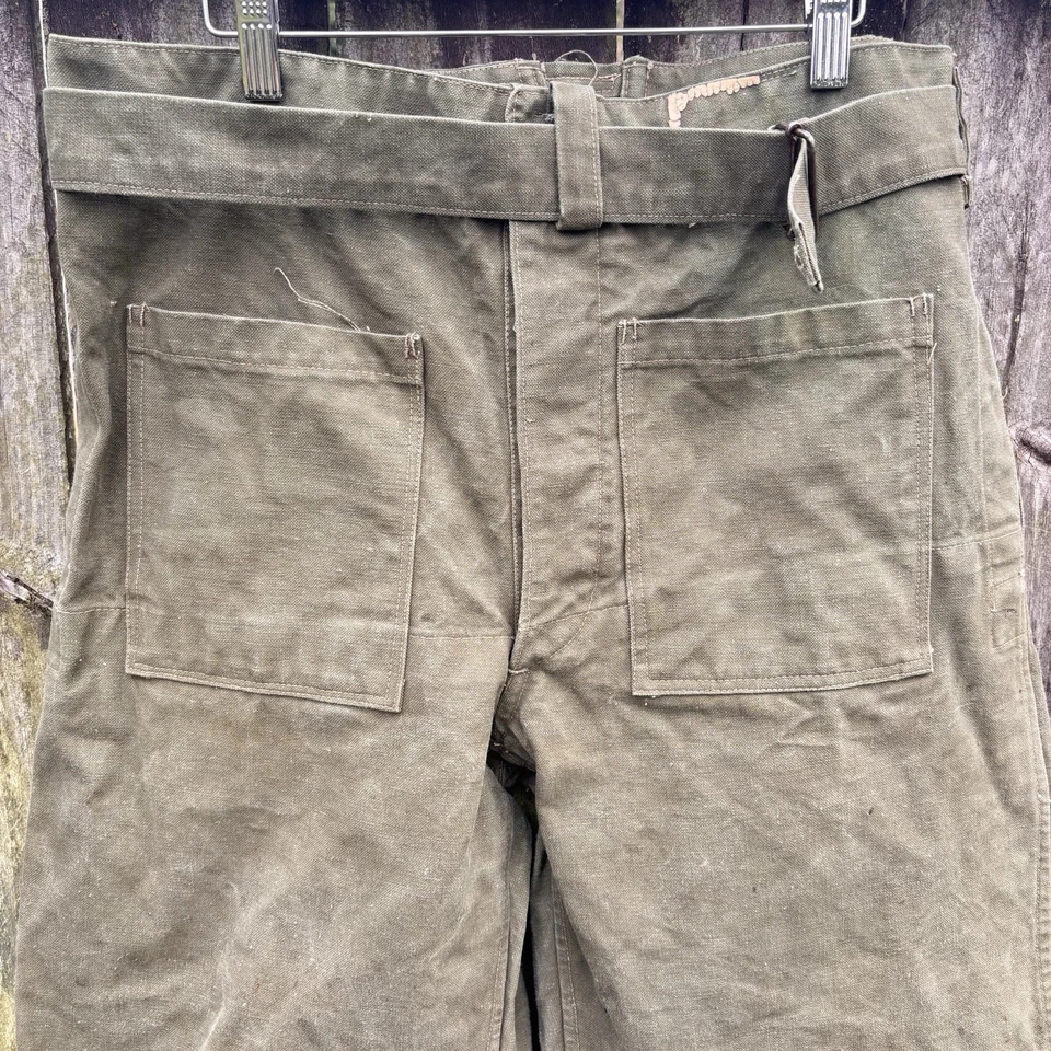 Pantalones de moto militares franceses vintage años 40 50 pantalones de lona despacho piloto Foto 2 de 4