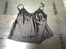 Unbranded Black Satin Lace Cami Sleep Top Size Large Camisole EUC