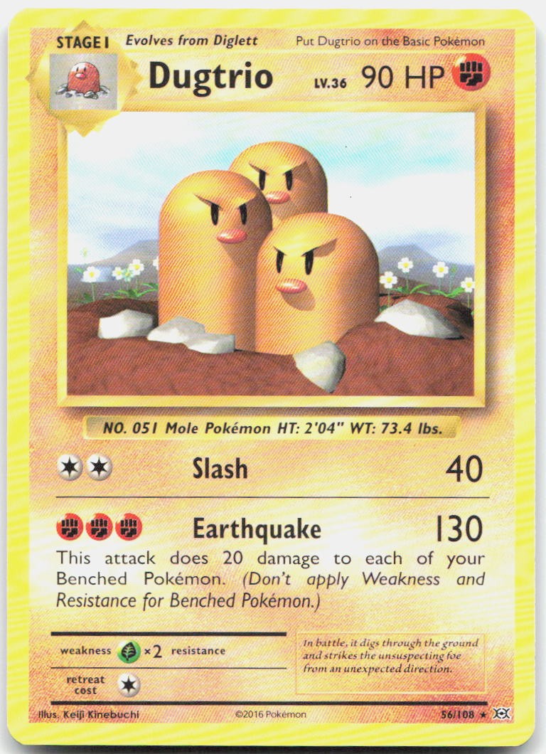 Dugtrio 56/108 Rare Evolutions Pokemon Lightly Played