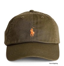 Polo Ralph Lauren Unisex Cap,Cotton Chino Ball Adjustable Fit, Canopy Olive Hat