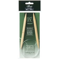 Clover Knitting Pins: Circular: Fixed: Takumi Bamboo: 80cm x 9.00mm 3