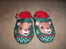 NEW, LADIES RUDOLPH THE RED-NOSED REINDEER 60TH ANN. HOUSE SLIPPERS, MEDIUM 8