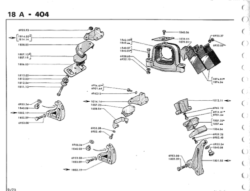 Motorhalter hinten Peugeot 404 404 C und 404 L und U Benzin 1. Montage - Bild 2 von 3