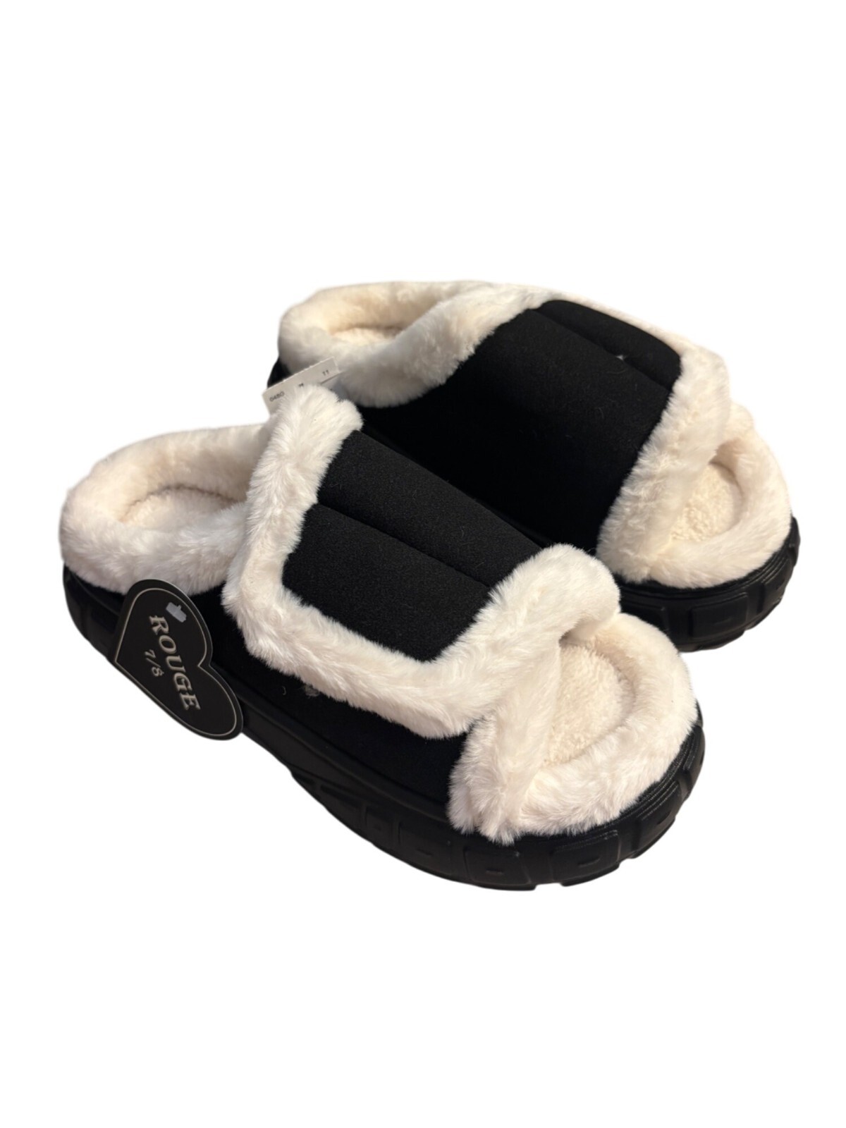SAOLA Pantofole nere foderate in pelliccia sintetica con suola antiscivolo in memory foam taglia M