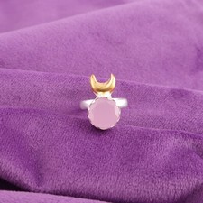 Gift For Her 925 Silver Natural Rose Chalcedony Solitaire Ring Size