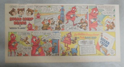 Post's Cereal Ad: Post's Sugar Crisp Bears! from 1950's Size: 7.5 x 15 inches