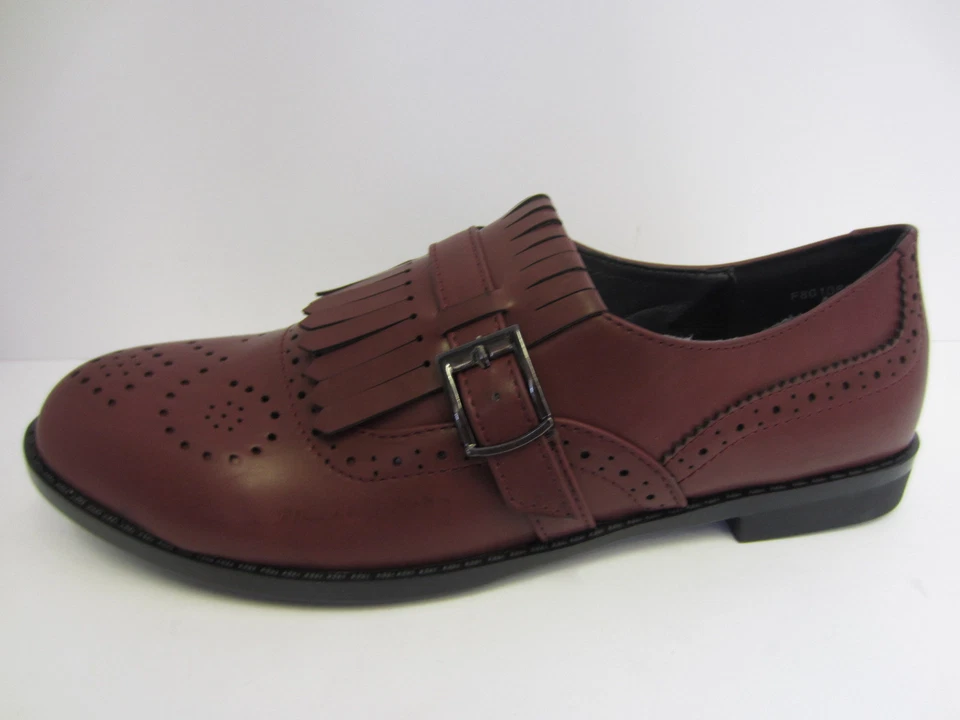 Mujer Negro/Marrón/Rojo Spot On sin Cordones Zapato Oxford Estilo Tallas Ru 3 - - Imagen 2 de 4