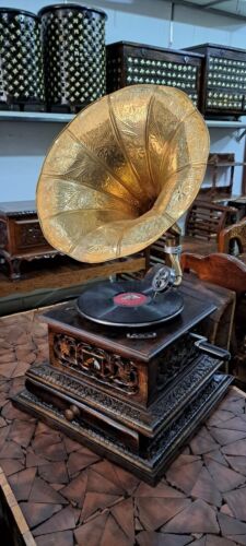 Fonografo grammofono HMV funzionante Audio antico, giradischi win-up, vintage - Foto 1 di 8
