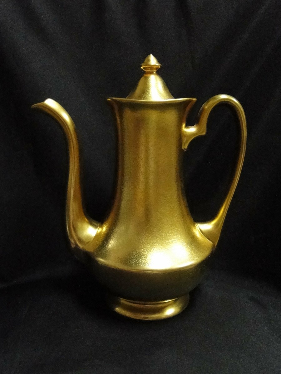 Pickard Rose & Daisy, All Over Gold w/ Flowers: Coffee Pot & Lid