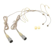 A Pair of Double Earhook Headset Microphone w/4 pin mini XLR fits Audio Technica