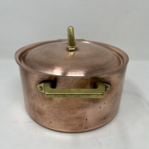 Paul Revere Limited Edition Copper 2 Quart Casserole Pan W/Lid Brass Handle - Picture 4 of 22