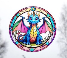 Dragons Decorative Stained glass Effect Static cling window Sticker colourful