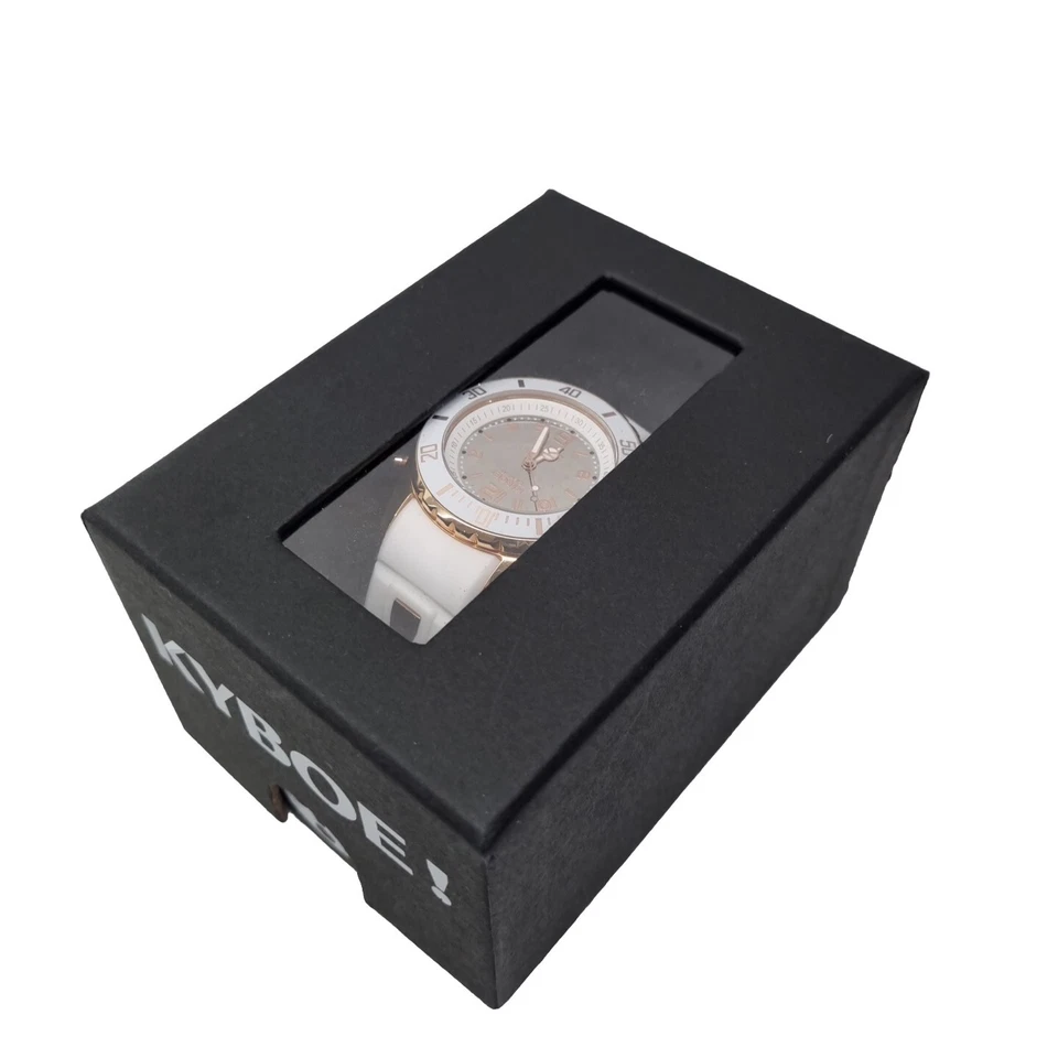 ¡KYBOE! Nuevo reloj de pulsera Giant 40 iluminado cuarzo blanco y oro rosa correa de plástico Foto 2 de 4