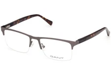GANT GA3210 009 Gunmetal Semi Rimless Metal Optical Eyeglasses Frame 54-18-145