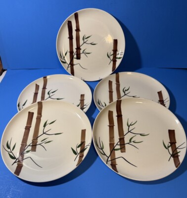 LOT of American Heritage Dinnerware Stetson Bamboo Hand Painted Dinner  Plates