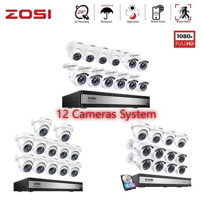 ZOSI 16 Channel Lite DVR 1080P Security Home Camera System CCTV Outdoor 90° View