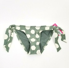 Xhilaration Swim Bottom Womens Junior Sz XS Green Beige Polka Dot Cheeky Bikini