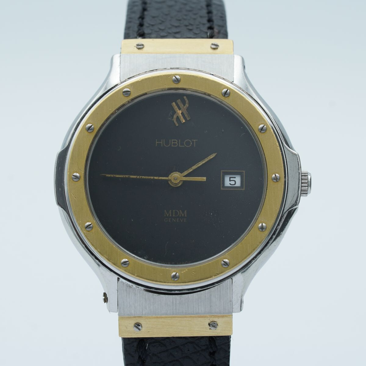 Hublot MDM Quarzo Orologio Donna 28MM Acciaio/Oro Pelle Nastro