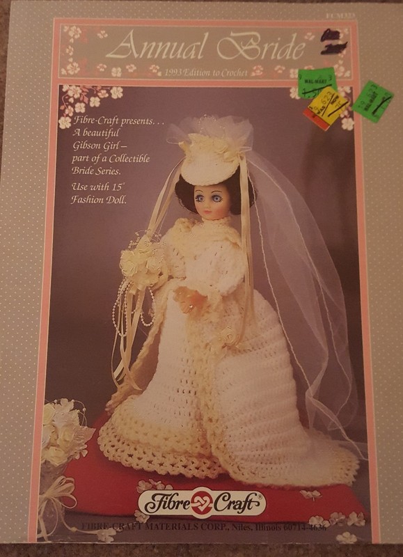 FIBRE-CRAFT CROCHET PATTERN LEAFLETS 15" DOLL ANNUAL BRIDE 1993 GIBSON