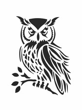Great Horned Owl Bird in Tree Stencil Joanie Home Decor Cabin DIY Art Signs