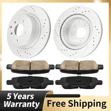 Rear Brake Drilled Disc Rotors + Ceramic Brake Pad For Infiniti EX35 G25 M35 M45