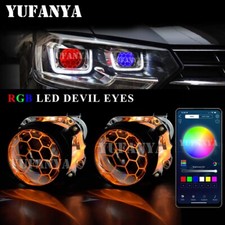 App Rgb Led Devil Eyes Honeycomb 2.5 8.0 Bixenon Projector Blue Lens Headlight