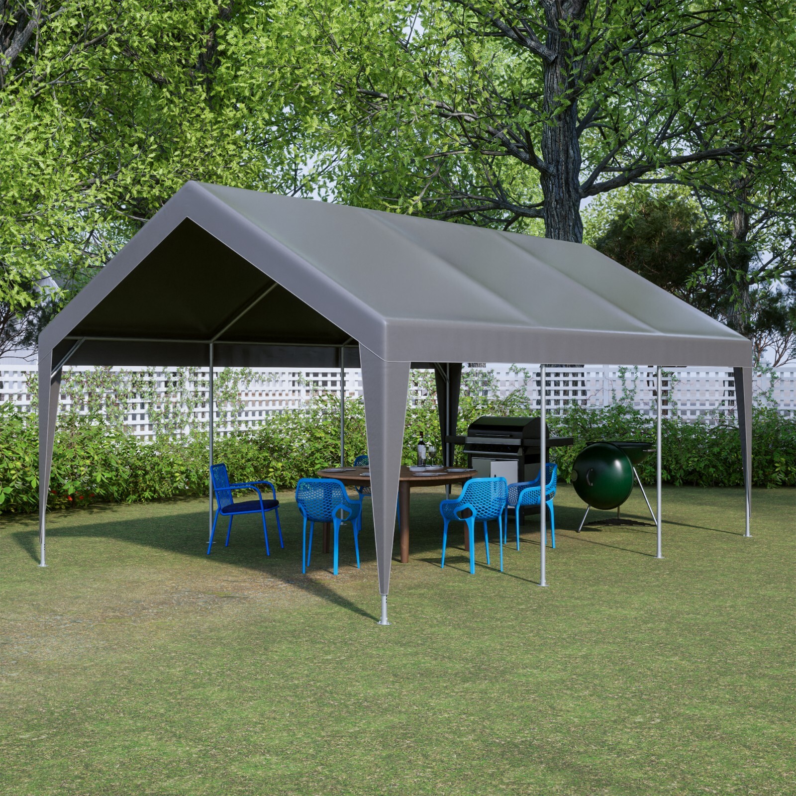 13x20 Portable Steel Carport Storage Canopy Garage Tent w/ Removable Sidewalls