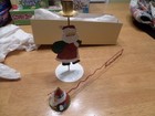 Darling Tin Santa Clause Tin Candle Stick Holder with matching Snuffer - so cute