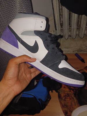 Nike Air Jordan 1 Mid Black Varsity Purple Sz 13 Size 13 - Jordan 1 Mid SE Black/Varsity Purple/White *B  main image 4