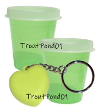 Tupperware Keychain Heart Locket Mini Container Up Neon Green Set 2 Midgets