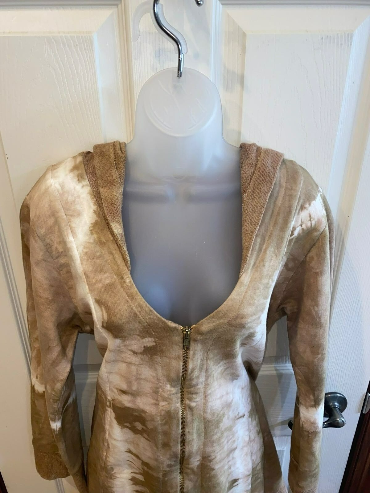 Felpa con cappuccio e zip marrone tie dye Steel Pony nuova taglia large *unica nel suo genere*