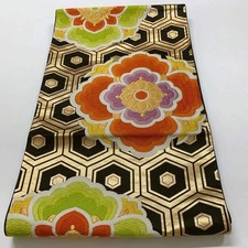 6638 Japanese Vintage Fukuro Obi Belt Kimono Fabric Silk Traditional Embroidery