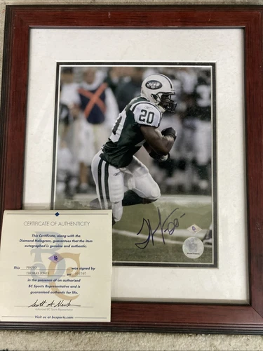 Thomas Jones Signed 16x12 Framed Photo Jets #20 w/ BC Sports COA NFL