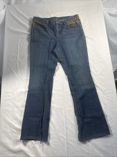 LRL Lauren Ralph Lauren Jeans Womens 10 Blue Flare Suede Trim Western 00s
