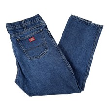 Dickies Jeans Mens 38x30 Med Wash Blue Regular Straight Zip Fly NAN3 8274