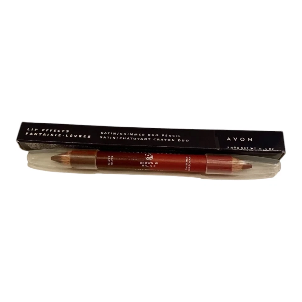 Lápiz dúo AVON Lip Effects marrón satinado/marrón brillo 0,01 oz. RARO DIFÍCIL DE ENCONTRAR Foto 2 de 4