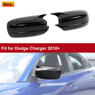 For 2011-2023 Dodge CHARGER Door Side MIrrors Horn Bezel TRIM Covers Gloss Black