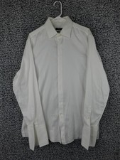 Hugo Boss Sharp Fit Dress Shirt 17.5 L White Long Sleeve Button Front Business