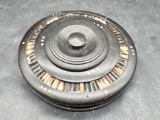 VINTAGE AFRICAN TRIBAL PORCUPINE QUILL LIDDED BOX EBONY WOOD