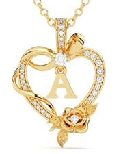 Personalized Heart Necklace for Women - 14K Gold Plated Rose Pendant Gift for He