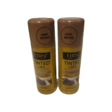 EBIN New York Tinted Lace Aerosol Spray For Lace Wig, Dark Brown, 2 Pack