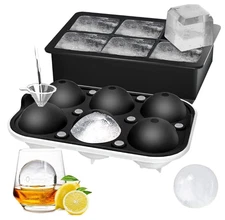 Ice Cube Trays Set of 2 – Sphere & Large Square Molds with Lid