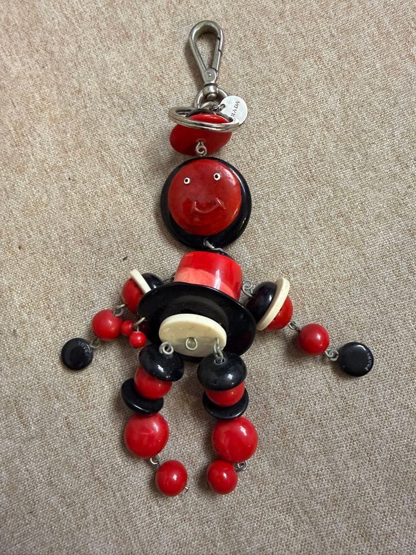 PRADA Doll Keychain Red/Black Large Bag Charm Used thumbnail 6