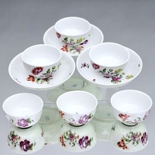 Alt Wien um 1780: 6 Koppchen mit Blumen, 3 Untertassen, Teetasse, Schälchen