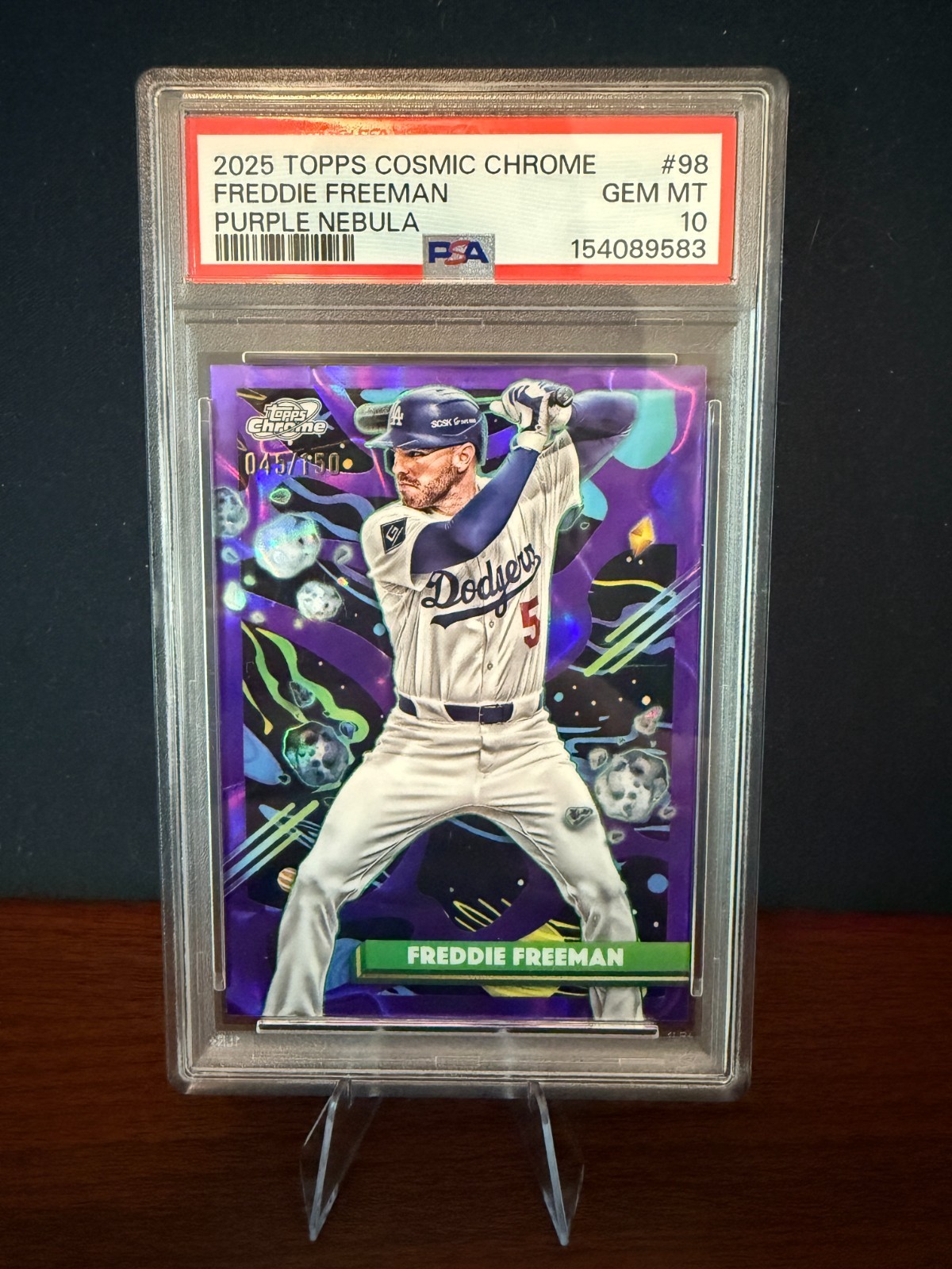 2025 Topps Cosmic Chrome - Freddie Freeman Purple Nebula Refractor /150 PSA 10